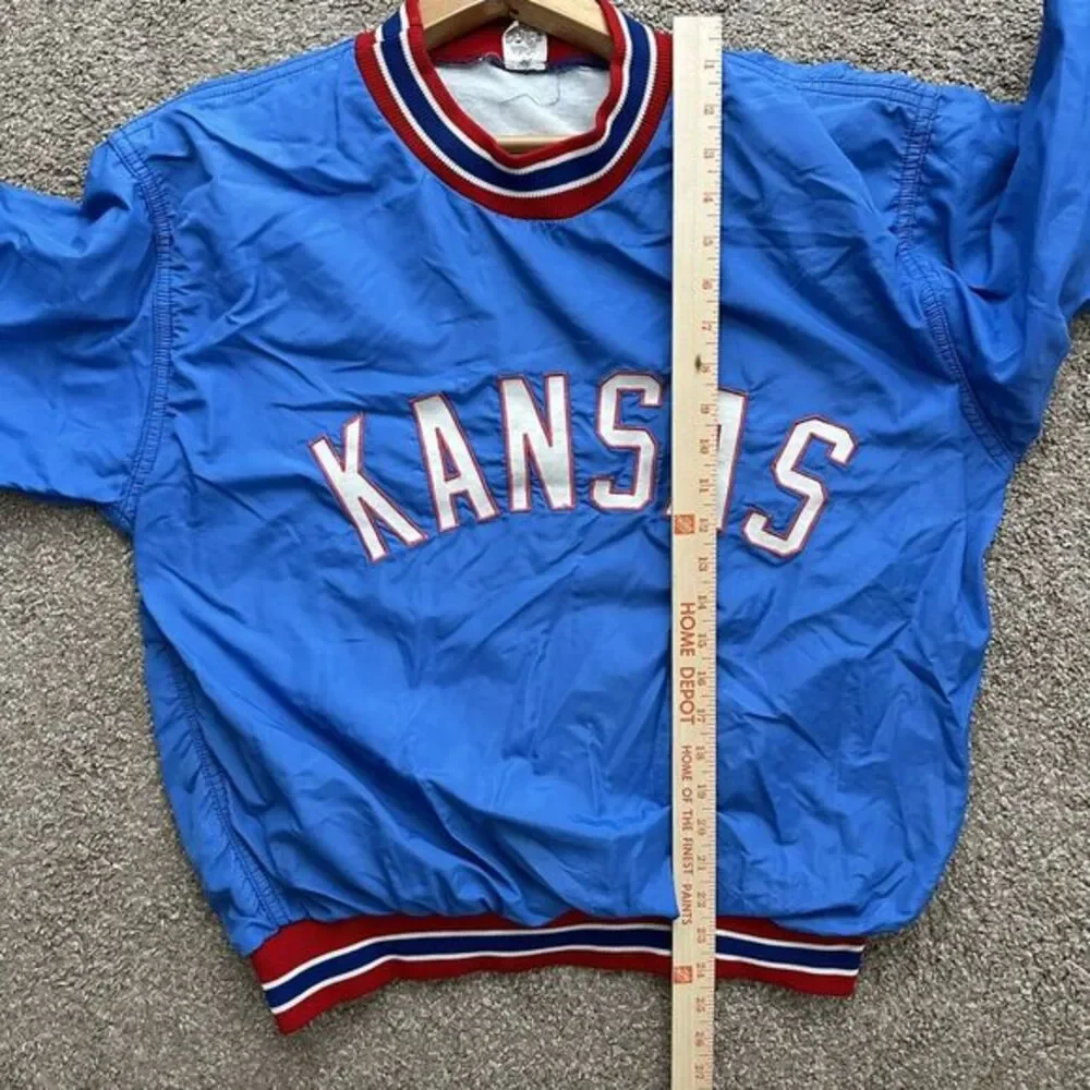 Vtg 70s Russell Athletic Nylon‎ Windbreaker Pullover Crewneck Kansas Tracksuit L